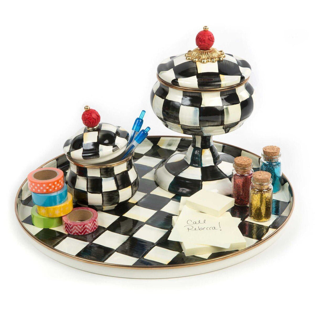 Courtly Check Enamel Round Tray