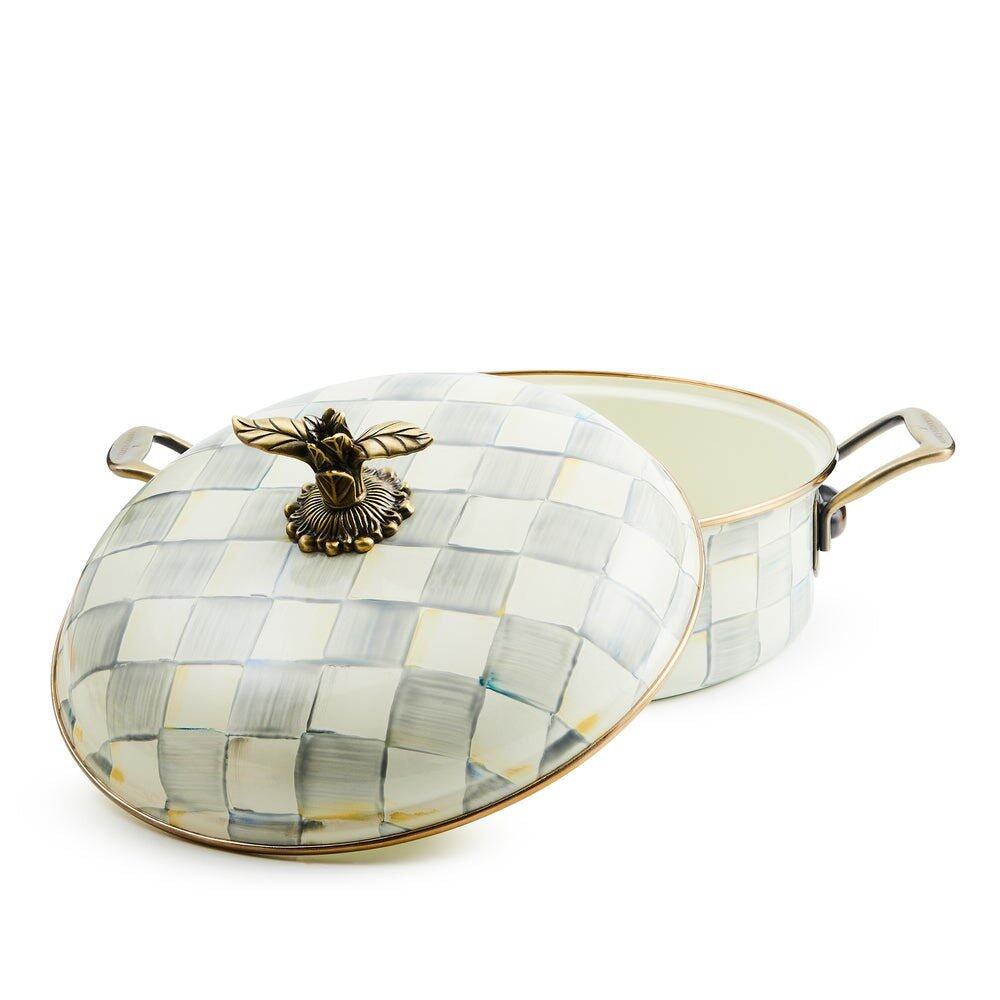 Mackenzie-Childs Sterling Check Enamel 5 Qt. Casserole